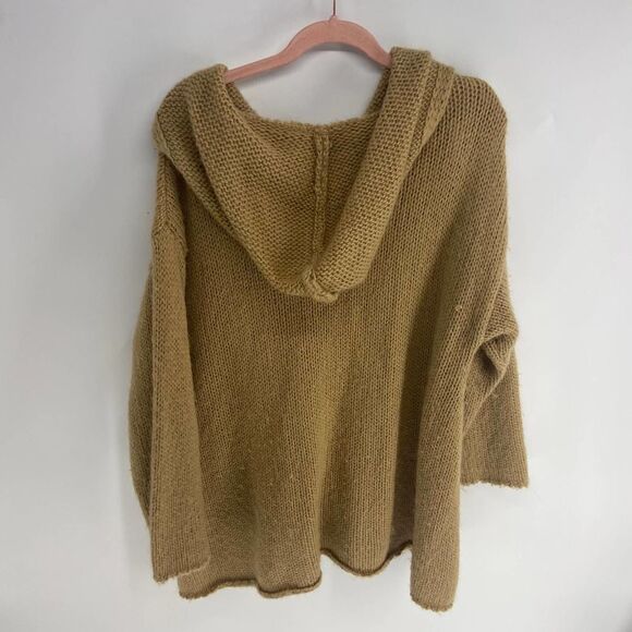 Soft Surroundings Camel Oversize Knit Hooded Cardigan Poncho Sweater Womens S - Picture 6 of 8